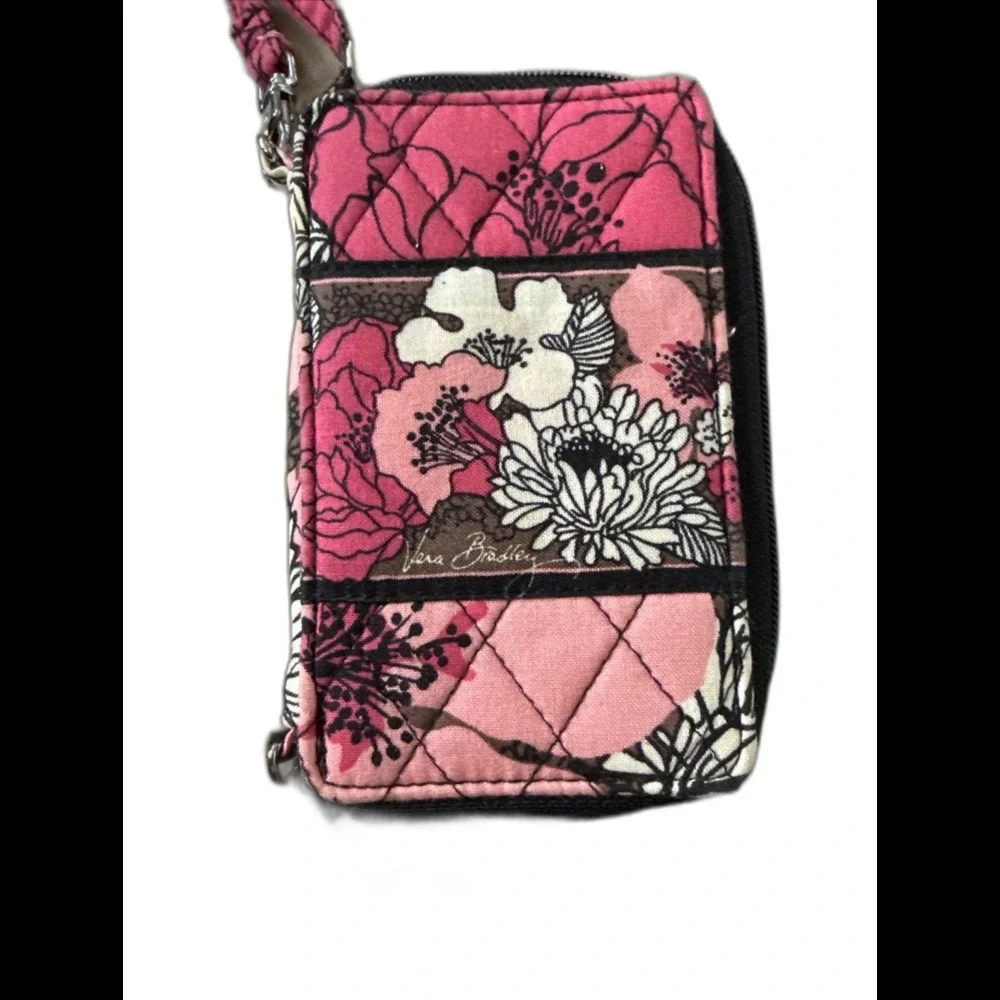 VERA BRADLEY Carry It All Wristlet MOCHA ROUGE Pattern Wallet Cards Phone Zip - Picture 2 of 3